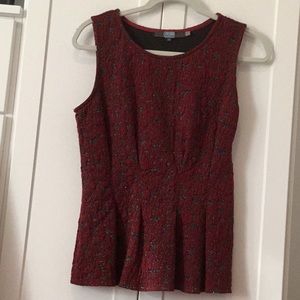 Anthropologie Dark Red Peplum Top